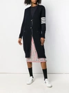 THOM BROWNE THOM BROWNE WOMEN MILANO STITCH 4 BAR MERINO WOOL V-NECK LONG CARDIGAN