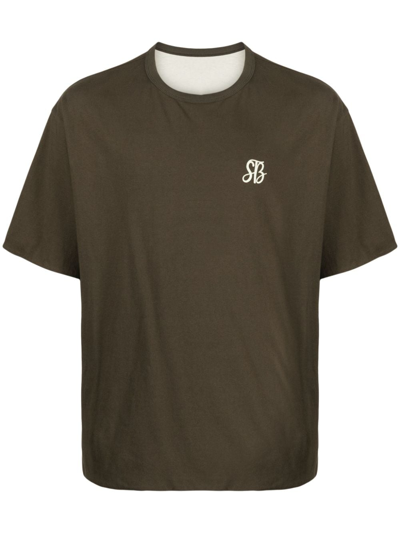 Studio Tomboy Reversible Logo-print Cotton T-shirt In Green