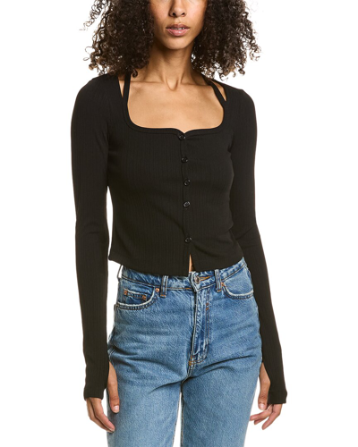 Helmut Lang Square Neck Button In Black