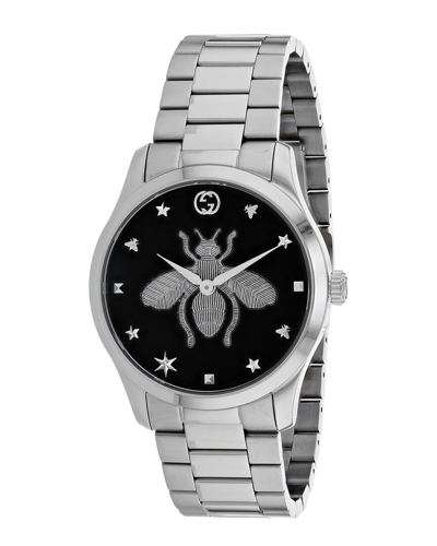 Gucci 38mm G Timeless Bee Motif Watch In White