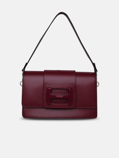 Hogan Burgundy Leather H-bag In Bordeaux