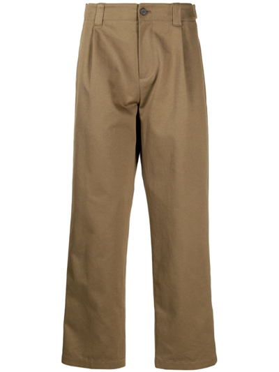 Studio Tomboy Pleated Straight-leg Chino Trousers In Brown