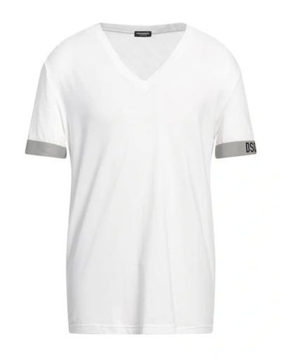 Dsquared2 Man Undershirt White Size Xl Cotton, Elastane In White
