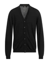 Alpha Studio Man Cardigan Black Size 44 Merino Wool In Black