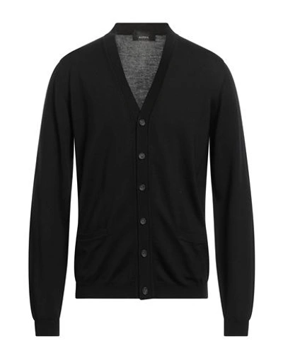Alpha Studio Man Cardigan Black Size 44 Merino Wool In Grey