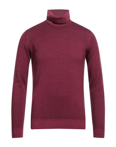 Alpha Studio Man Turtleneck Garnet Size 44 Merino Wool In Red