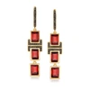 Ross-simons Garnet And . Black Spinel Drop Earrings In 18kt Gold Over Sterling In Black