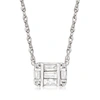 Rs Pure By Ross-simons Baguette And Round Diamond Cluster Pendant Necklace In Sterling Silver In Silver