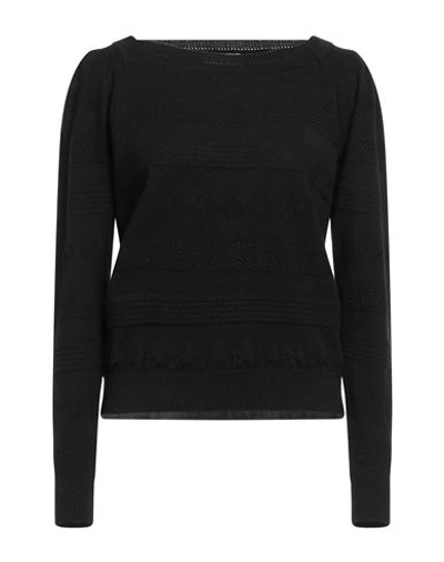 Ballantyne Woman Sweater Black Size 8 Wool, Viscose, Polyester, Cashmere, Silk