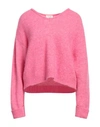 American Vintage Woman Sweater Fuchsia Size M Acrylic, Alpaca Wool, Polyamide, Wool, Elastane In Pink