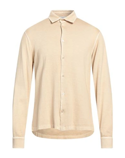 Boglioli Man Shirt Beige Size M Cotton, Cashmere