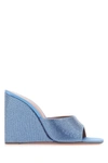 Amina Muaddi Lupita Crystal-embellished Satin Wedge Sandals In Blue