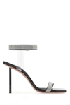 Amina Muaddi Rih 95 Crystal-embellished Patent-leather Sandals In Silver