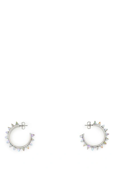 Amina Muaddi Woman Embellished Metal Big Karma Earrings In Silver