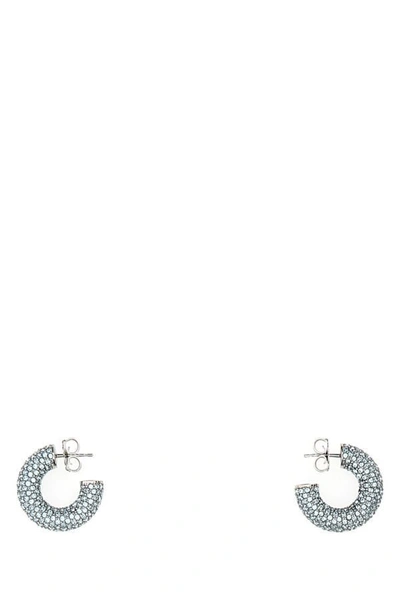 Amina Muaddi Woman Embellished Metal Cameron Earrings In Blue