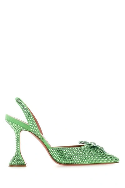 Amina Muaddi Rosie 95 Crystal-embellished Suede Pumps In Green