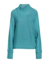 Alpha Studio Woman Turtleneck Azure Size 4 Merino Wool, Tencel In Blue