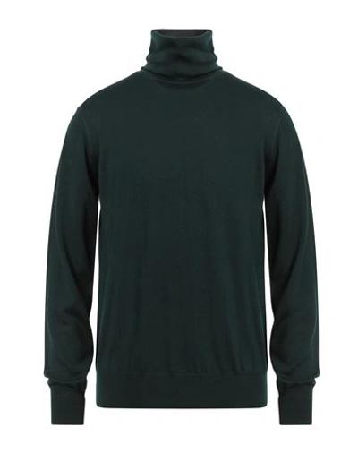 Alpha Studio Man Turtleneck Dark Green Size 42 Merino Wool In Green