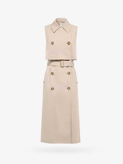 Burberry Woman Trench Woman Beige Trench Coats In Cream