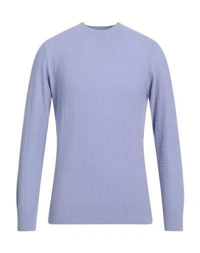 Rossopuro Man Sweater Sky Blue Size 4 Wool, Cashmere In Purple