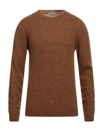 Irish Crone Man Sweater Camel Size Xl Alpaca Wool, Polyamide, Wool In Beige