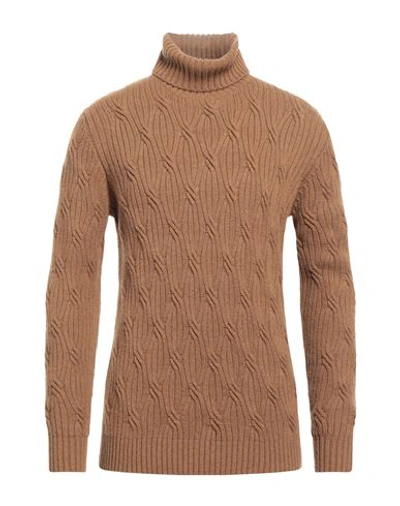 Kangra Man Turtleneck Camel Size 44 Wool In Beige