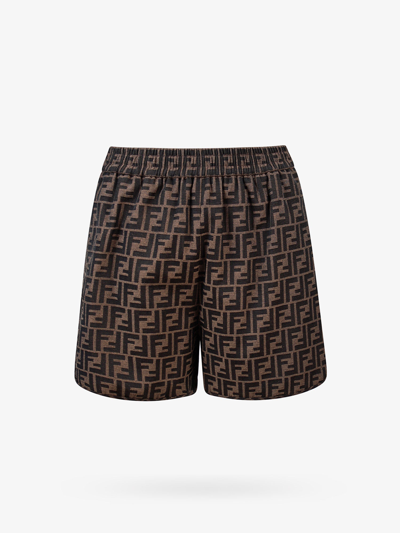 Fendi Logo Shorts In Tobacco
