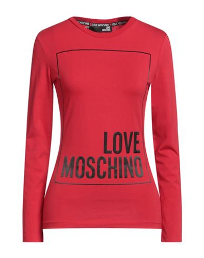 Love Moschino Woman T-shirt Red Size 10 Cotton, Elastane