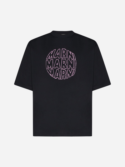 Marni Relaxed Fit Black T-shirt With Bold Graphic Print