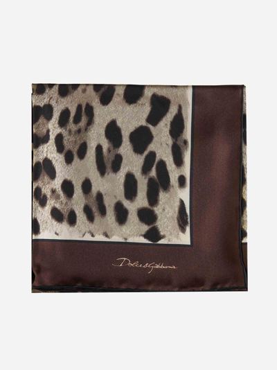 Dolce & Gabbana Leopard Print Silk Scarf In M Leo