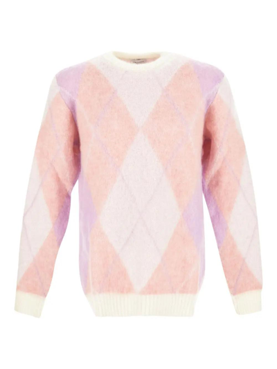 Family First Milano Rombi Crewneck Knitwear In Pink