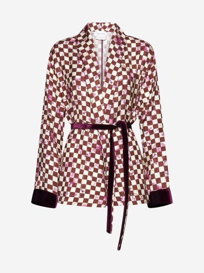 Forte Forte Graphic-print Tied-waist Jacket In Chocolate