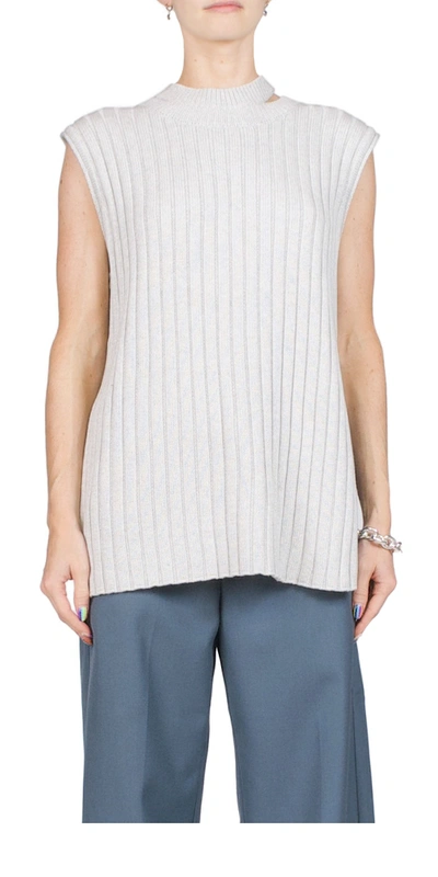 St Agni Deconstructed Rib Knit Tunic In Grey