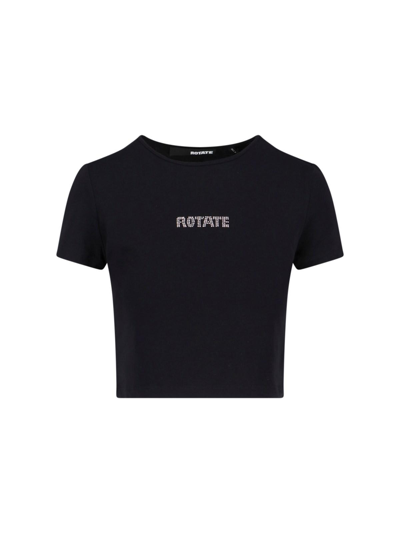 Rotate Birger Christensen Logo Crop T-shirt In Black  