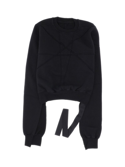 Rick Owens Drkshdw Pentagram Patch Cropped Sweatshirt In Black