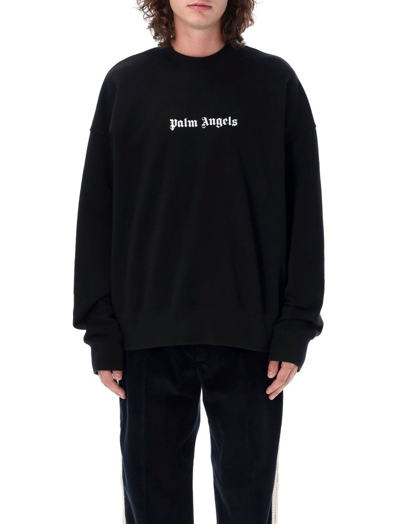 Palm Angels Logo Printed Straight Hem Sweatshirt In Black