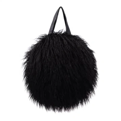 Helen Moore Black Luxury Faux Shearling Round Bag
