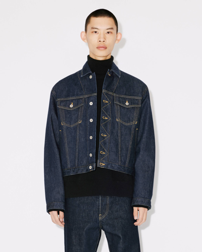 Kenzo Contrast-stitch Denim Jacket In Rinse Blue Denim