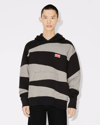 Kenzo Dazzle Stripe Oversized Hooded Sweatshirt In Noir