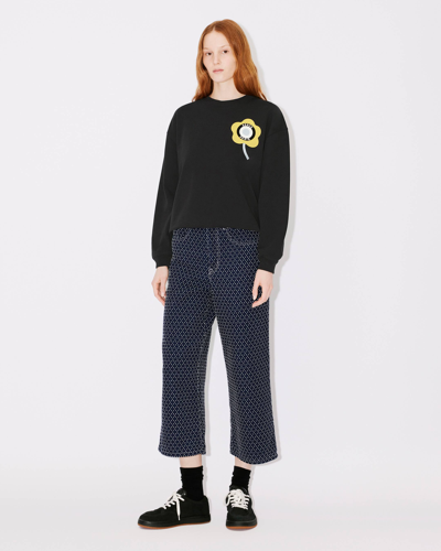 Kenzo Jean Cropped Sashiko Stitch Femme Rinse Blue Denim