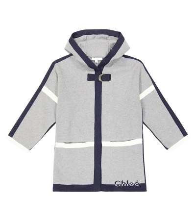 Chloé Kids' Cotton And Wool Coat In Grey