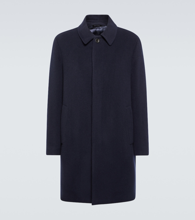 Giorgio Armani Wool, Cashmere, And Silk Coat In Blue