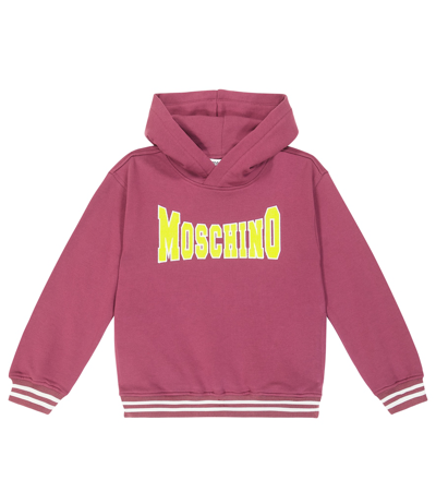 Moschino Kids' Logo Cotton Jersey Hoodie In Red