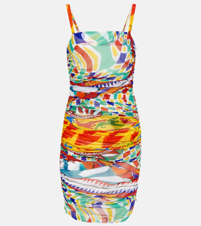 Dolce & Gabbana Draped Mini Dress In Multicoloured