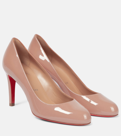 Christian Louboutin Pumppie 85 Patent Leather Pumps In Beige