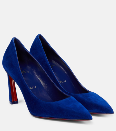Christian Louboutin Condora Suede Red Sole Pumps In Blue