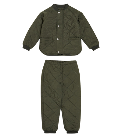Liewood Kids' Anniston Quilted Set Of Jacket And Trousers In Green