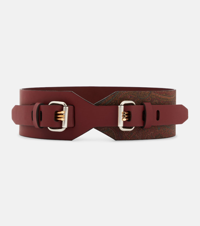 Etro Paisley Leather Belt In Multicoloured