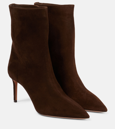 Aquazzura Matignon Suede Ankle Boots In Brown