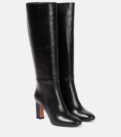 Aquazzura 85mm Sellier Leather Knee-high Boots In Black